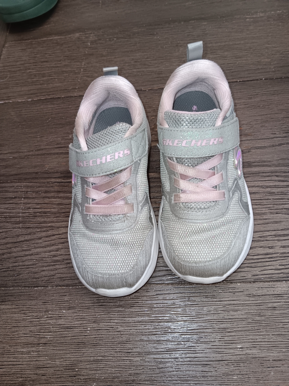 Girls Size 10, Skechers Light Gray & Pink Athletic Sneakers